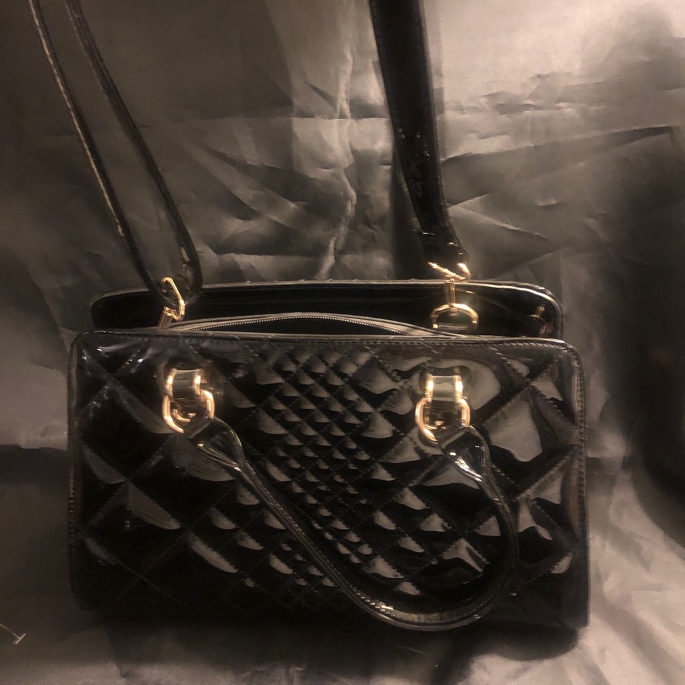Black Patent quilted purse
